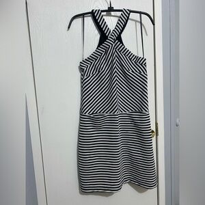 KAARI Blue XS Black and White Striped Halter Dress Cocktail Preppy Mini